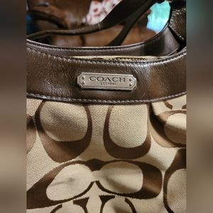 Classic Coach Brown/Tan Signature Canvas Purse, boho bag